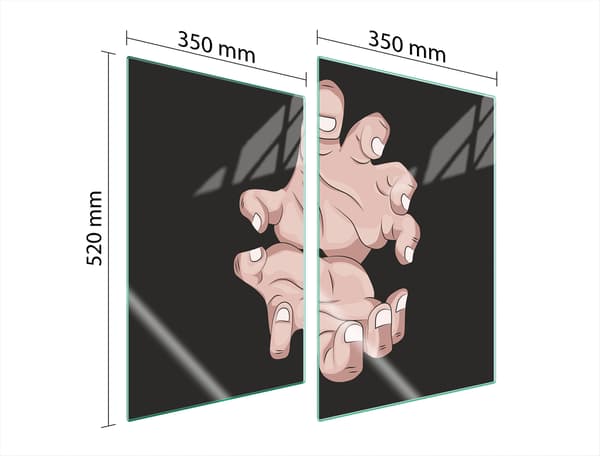 GLASBESKYTTELSESPLADE TIL KØKKEN 2x35x52 HÆNDER