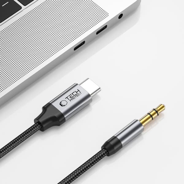 Lydkabel USB-C - mini-jack 3,5 mm 1 m - sort