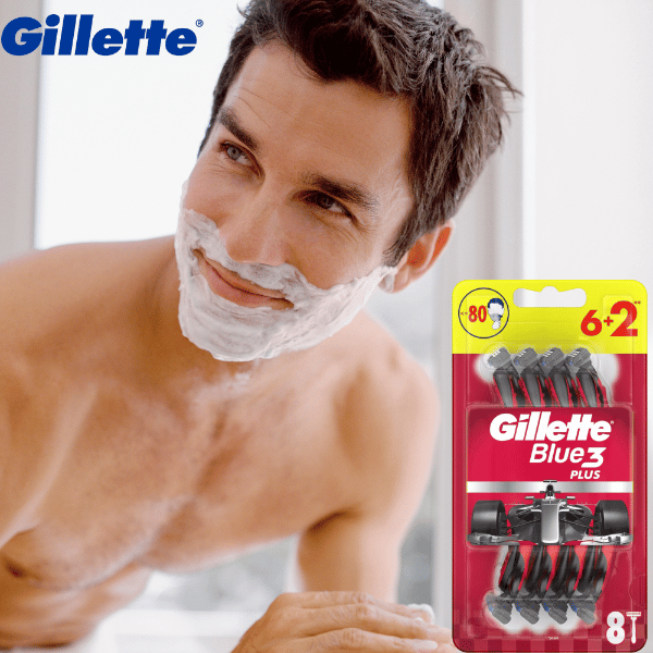 Gillette Blue3 Plus Röda Engångsrakhyvlar 6+2 st
