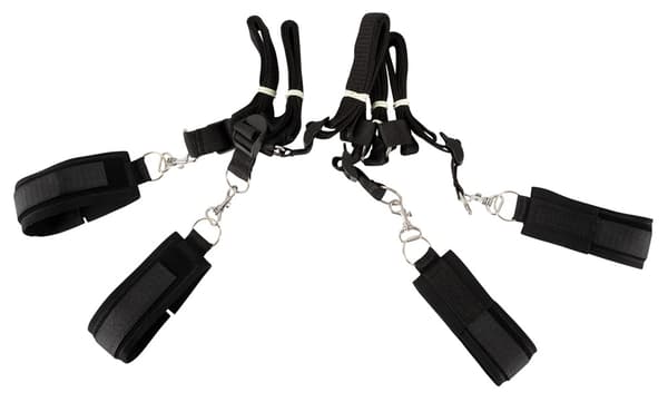 Fetish Seng Bondage Sæt BDSM Sengehåndjern Sort