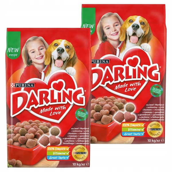 Purina Darling torrfoder för hundar 2x10 kg nötkött och kyckling
