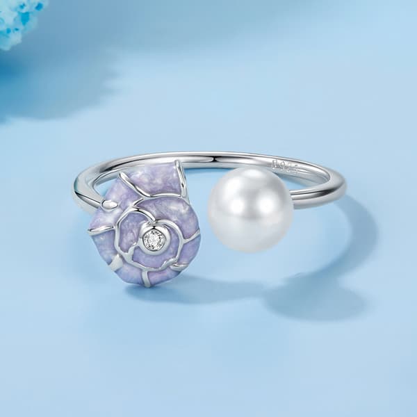 Silverring Justerbar Ring Snäckskalspärla Silver 925 Trusky