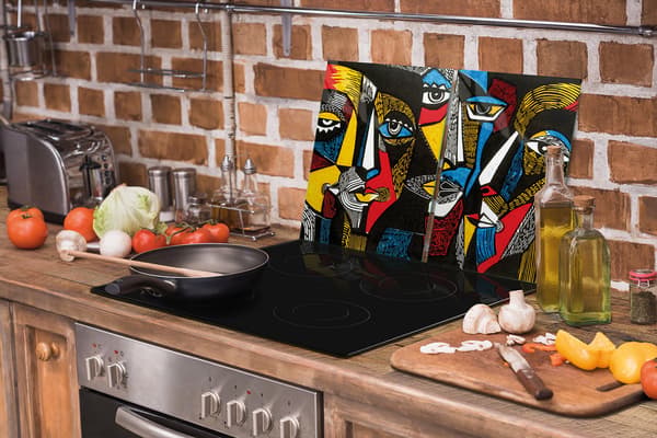 GLASSKYDDSPLÅT FÖR SPIS 75x52 POP ART.