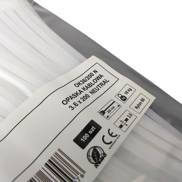 Buntbandstejp 3,6x200mm - 100st vit