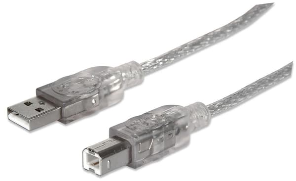 Manhattan USB 2.0 A-B M/M USB-kabel, 5m, sølv