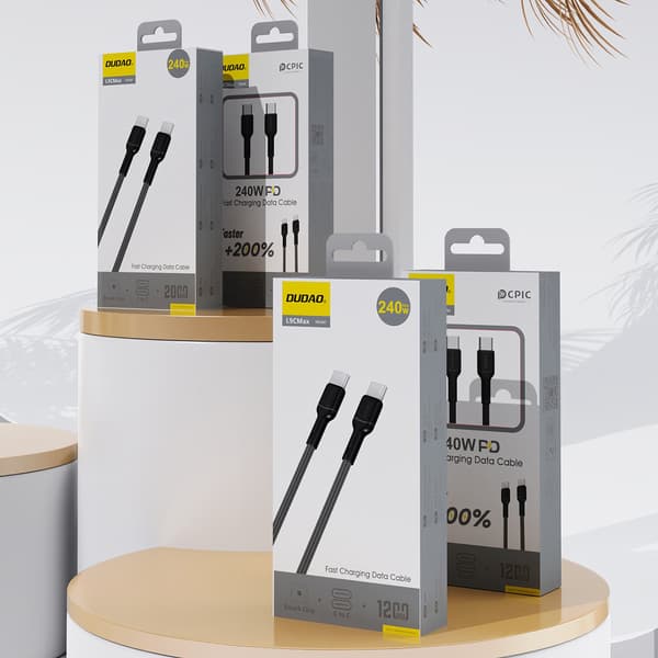 USB-C PD 240W 1,2m kabel - Sort