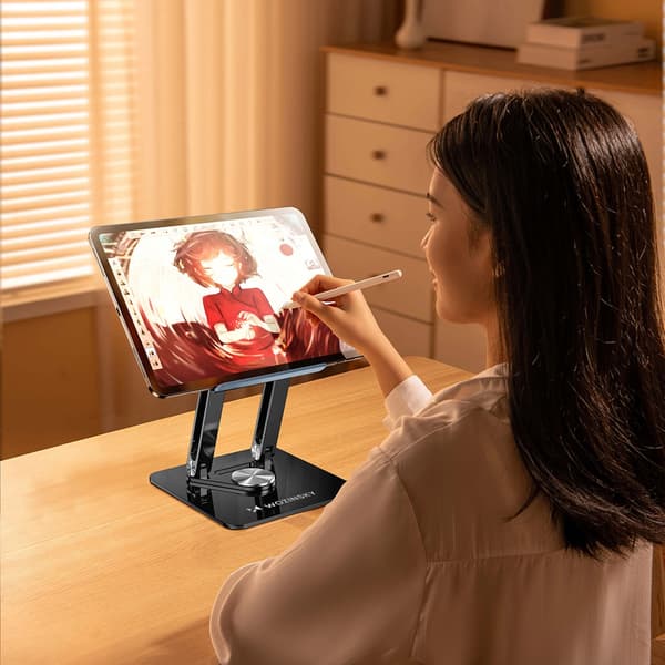 SÆT: 360° aluminium laptop-stativ + smartphone-stativ - sort