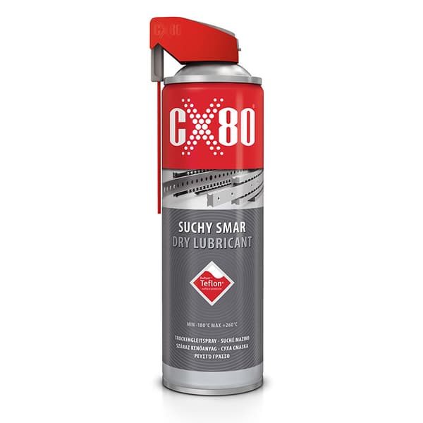 CX80 DUOSPRAY tørt teflonsmørjemiddel til kæde- og styrelås 500 ml