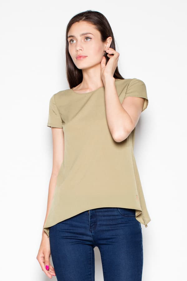 VT084 bluse olivengrøn str. M
