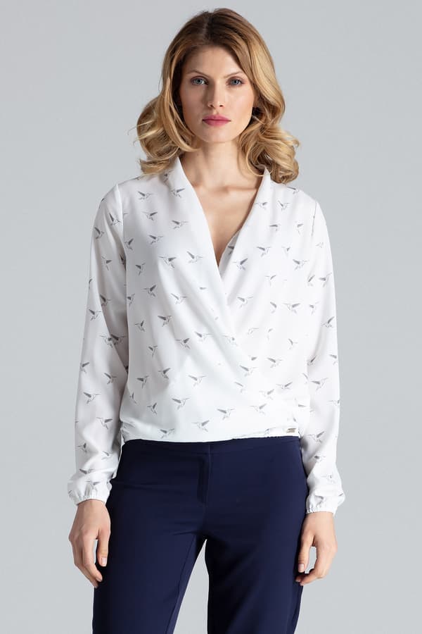 Elegant blus för byxor i ecru vit storlek S