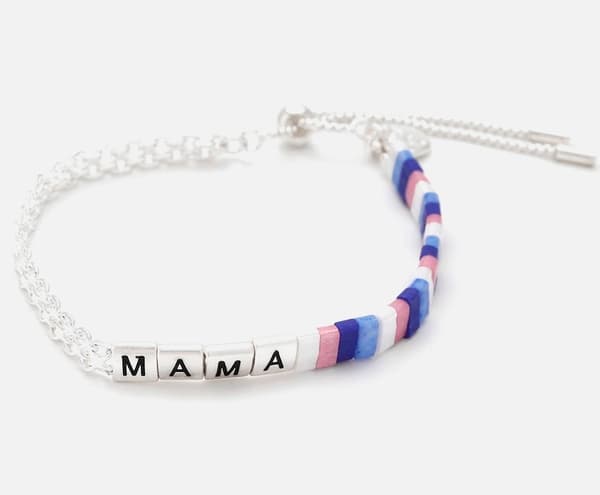 FIGL Hopeoitu MAMA-rannekoru värikkäillä helmillä
