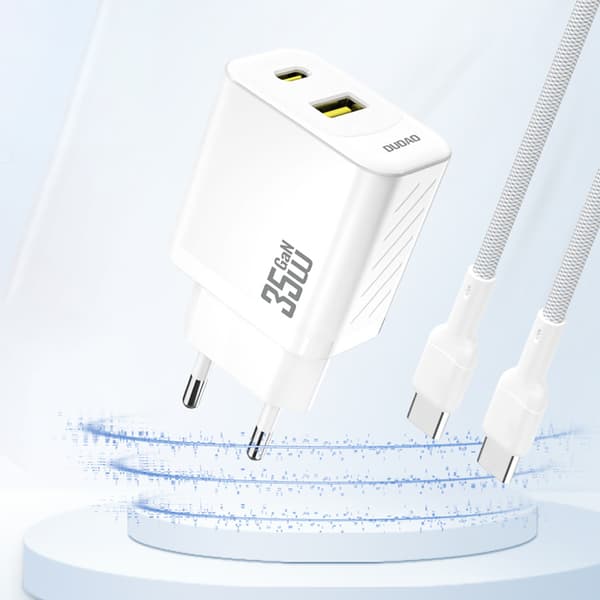 Vægoplader med USB-C-kabel 1m 35W - hvid