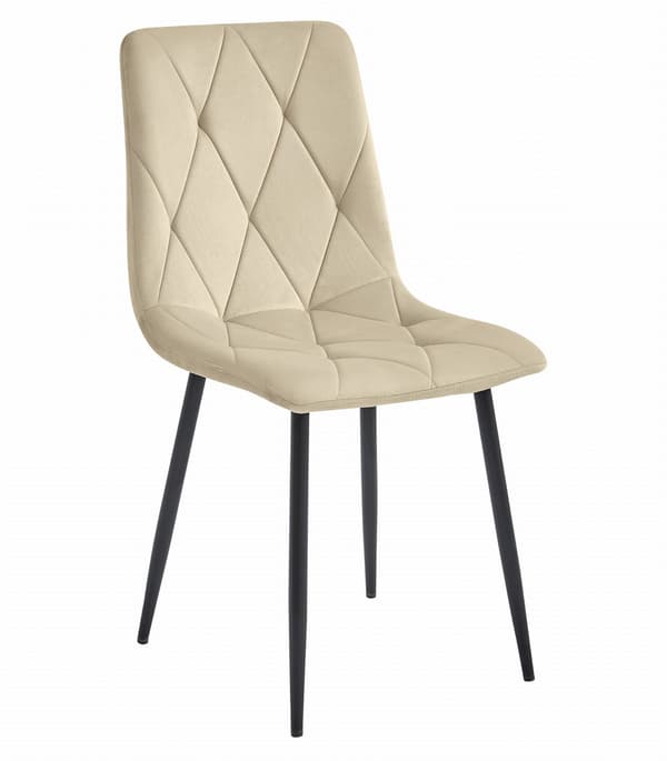 LIBRA stol - lys beige fløjl / sorte ben x 4