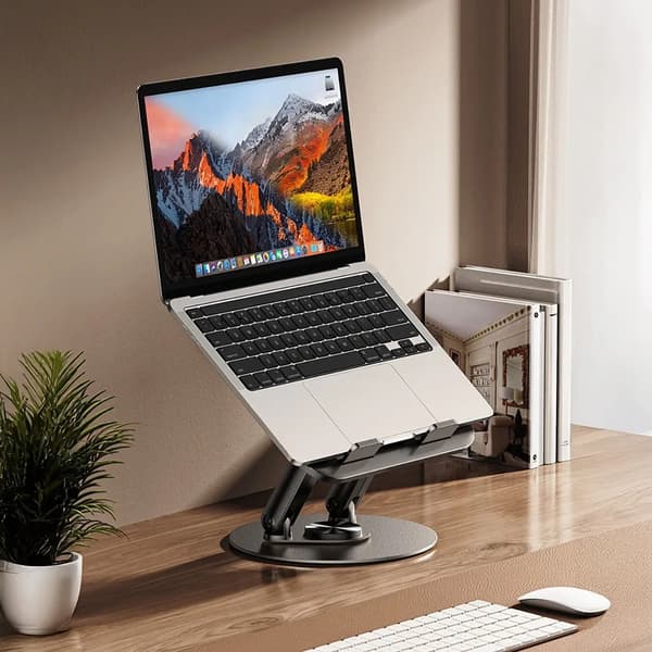 Drejelig holder til bærbar computer og tablet - sort