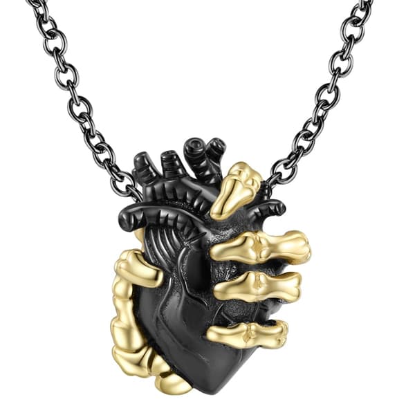 Collar de cadena de corazón negro de plata S925