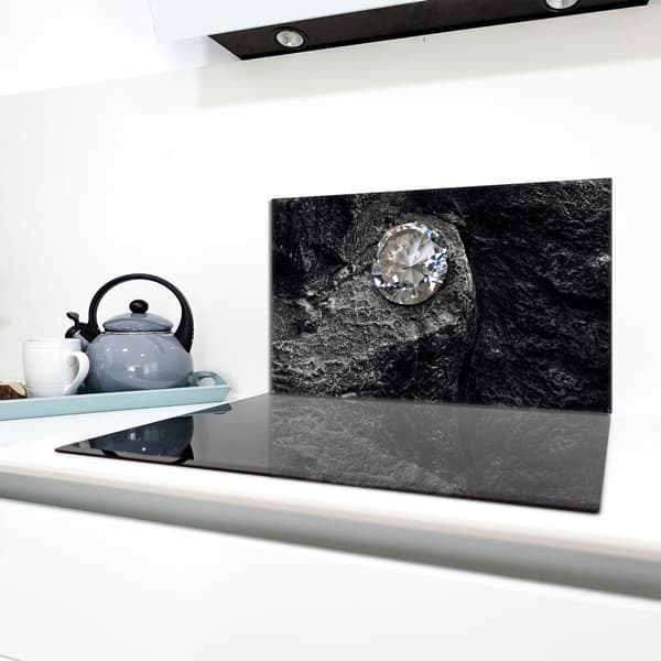 Lasinen suojalevy liedelle 90x52 Diamond