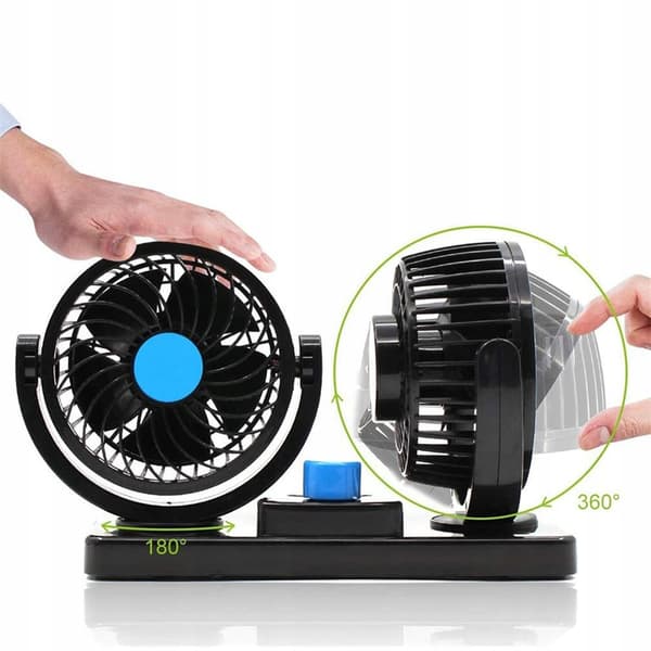 Bilventilator Dobbelt roterende ventilator til biler Kraftig 360° USB