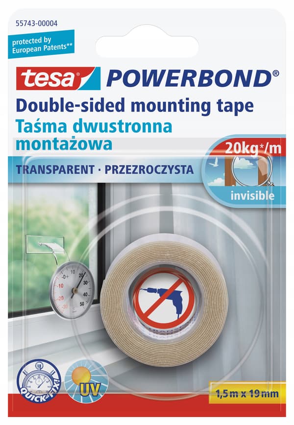 Tesa dubbelhäftande monteringstejp transparent 1,5