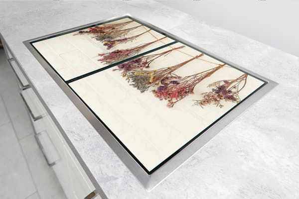 GLASBESKYTTELSESPLADE TIL KOMFUR 90x52 BLOMSTER