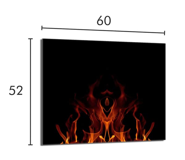 Lasinen suojalevy liedelle 60x52 Fire