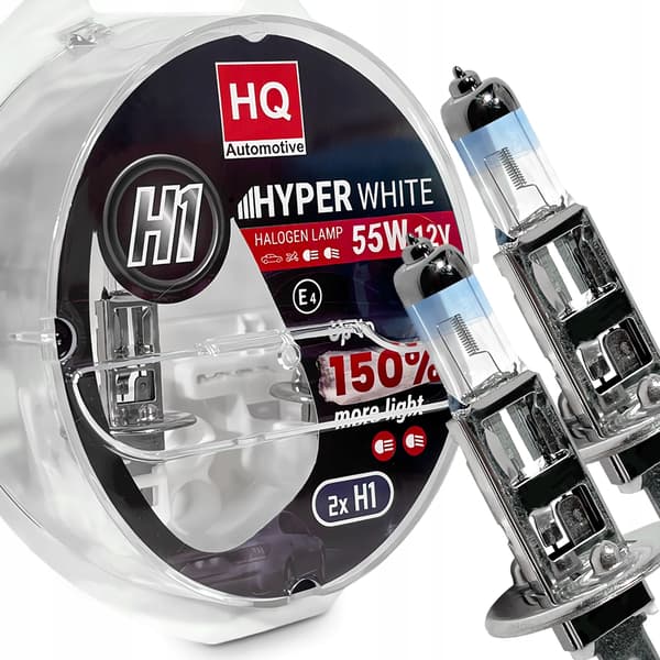 H1 Bilglödlampor 12V 55W Hyper White +150% Set 2 st