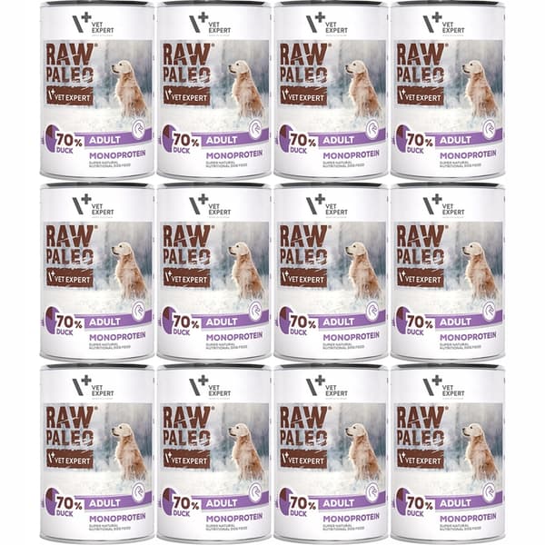 VetExpert Raw Paleo Anka våtfoder för hundar 12x400g