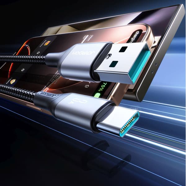 USB-A - USB-C 3A 2m kaapeli - musta