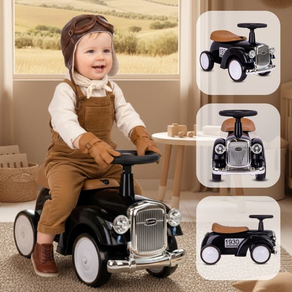 Børnekøretøj Retro racergåstol sort