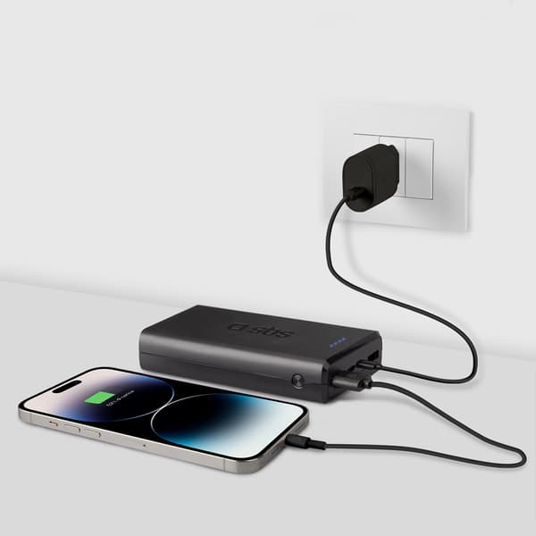 Powerbank 20000 mAh USB-A USB-C - sort