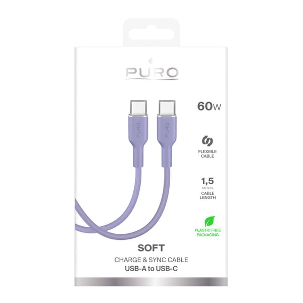 USB-C 60W 1,5m ICON Flexibel Kabel – Lila