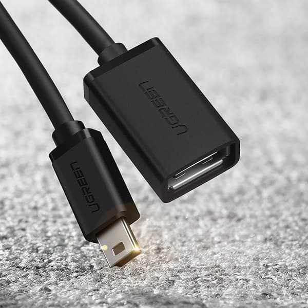 Mini USB-B (uros) - USB-A (naaras) OTG-sovitin 10 cm - harmaa