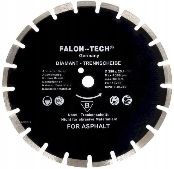 FALONTECH DIAMANTKLING TIL ASFALT 350 x 25,4