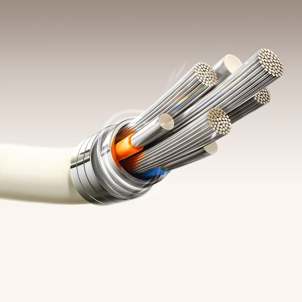 USB-A - USB-C kabel med fluorescerende spids 3A 2m - beige