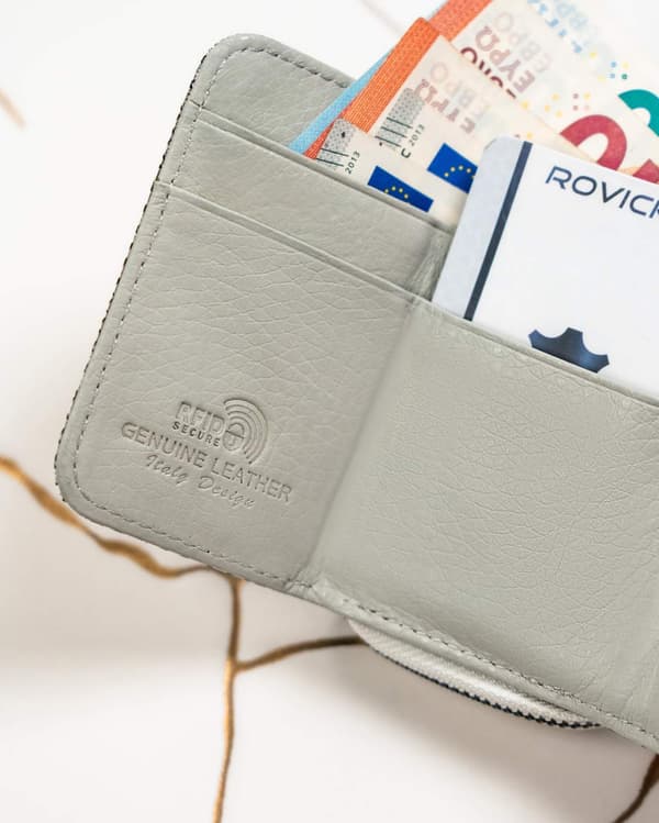 Damplånbok i läder 423229-MER-4300 Silver