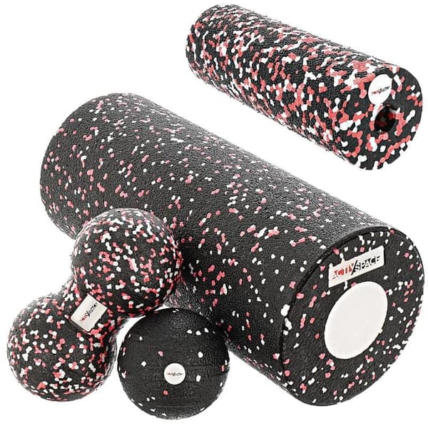 5-i-1 Crossfit massageset, EPP-rullboll - röd