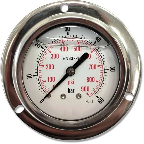 Bagpanel trykmåler 60 bar 63 gevind 1/4"