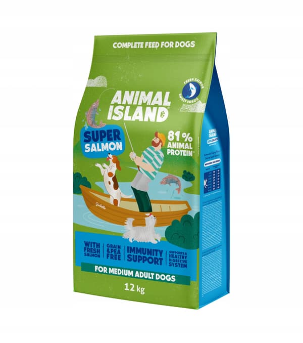 ANIMAL ISLAND premium lax torrfoder för hundar 12 kg