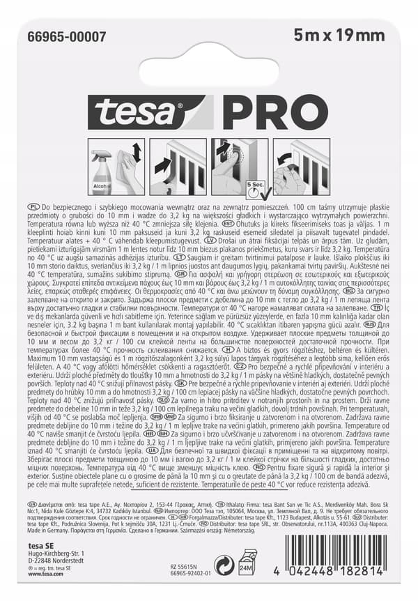 tesa PRO monteringstape 5m x 19mm transparent