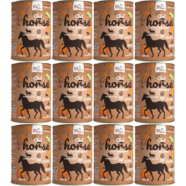 Vådfoder til hunde SYTA MICHA Hestekød med grøntsager 12x400g