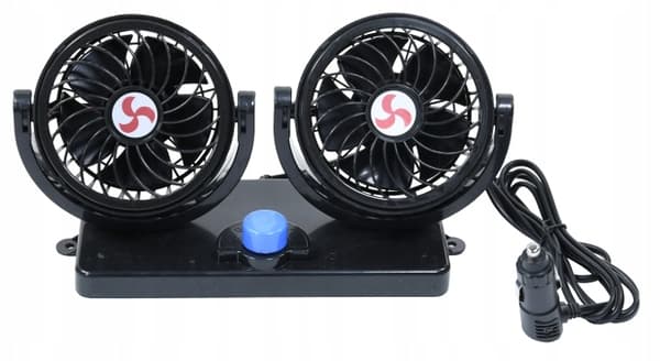 BILVENTILATOR 360° DOBBELT 12V ROTERENDE TIL BILTRAKTOR