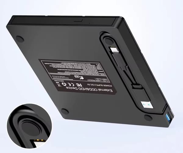 Eksternt drev CD/DVD-brænder til Windows/Mac/Linux 4xUSB 1xUSB-C SD/TF