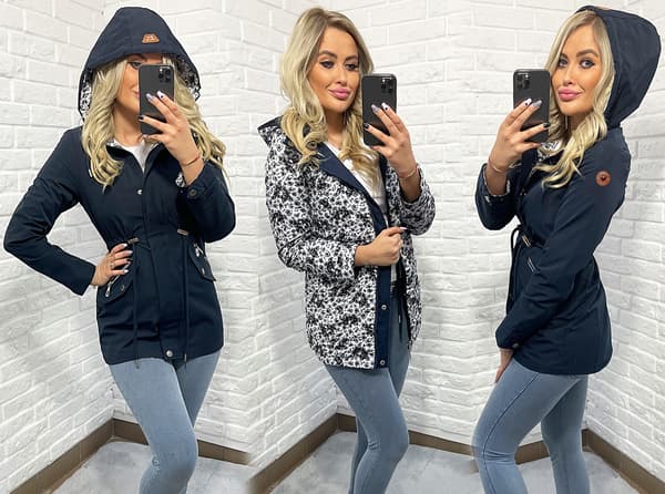Vendbar parka med hættekapsel 3 farver L beige