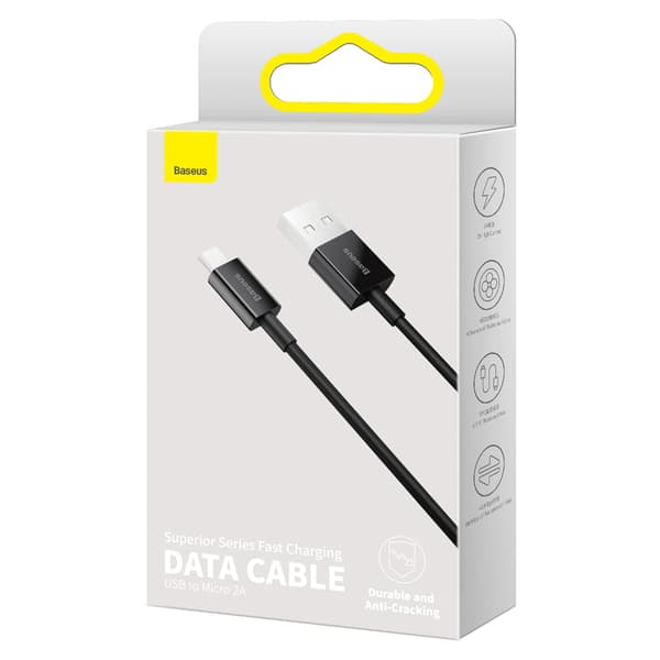 Superior USB-A - mikro-USB 2A 2m kabel - svart