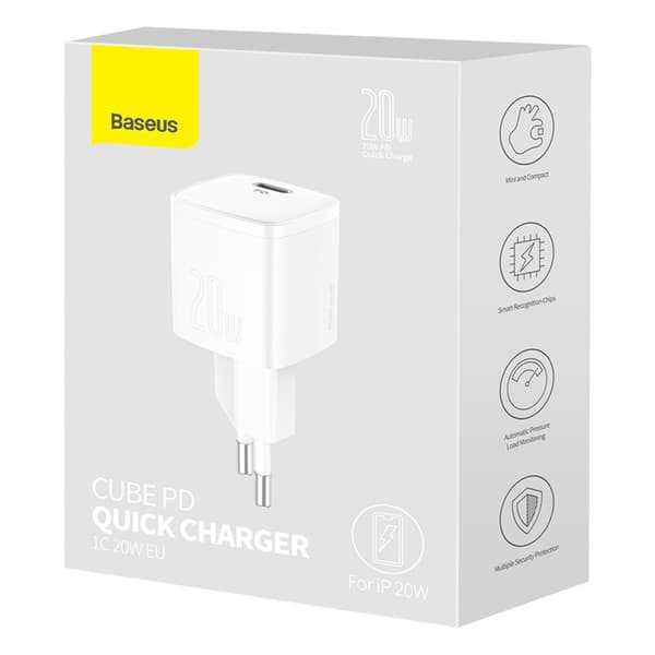 USB-C PD Cube 20W seinälaturi - valkoinen