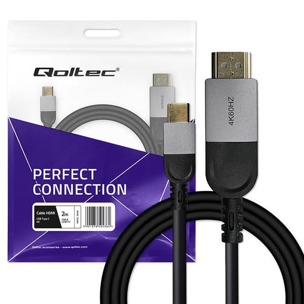 Qoltec USB-C - HDMI -sovitinkaapeli, nopea 4K-sovitin | 60Hz | 32AWG | 2m