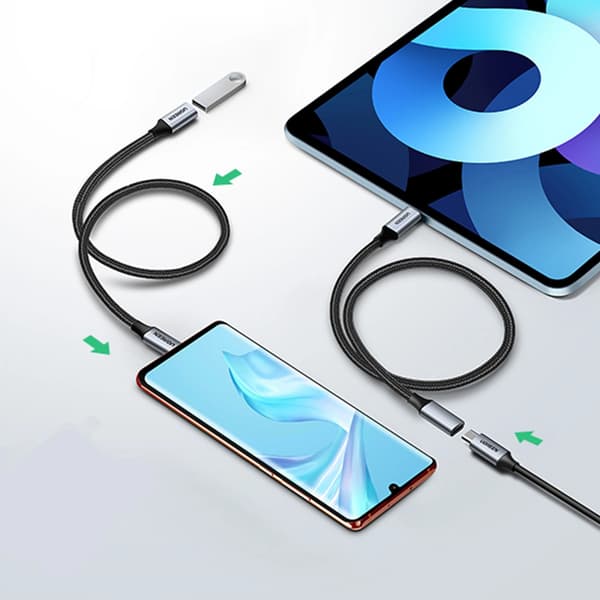 USB-C PD QC Forlængerkabel 100W 5A 10Gbps 0,5m - Grå