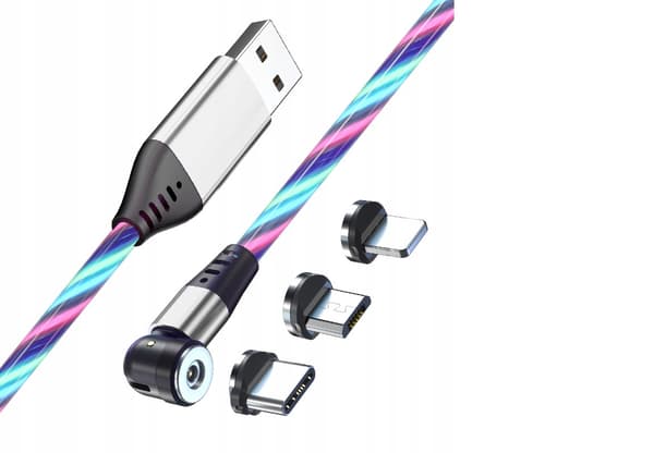 MAGNETISK LED-KABEL FÖR IPHONE MICRO USB TYP-C 200 cm kb31_MULTIKOLOR