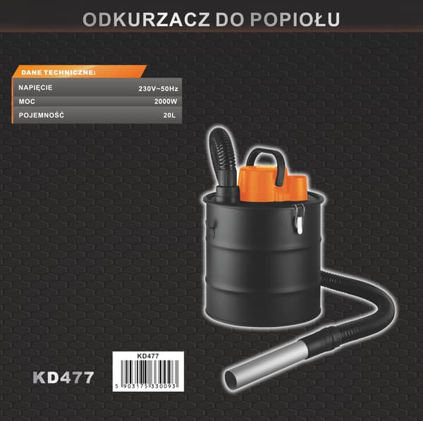 Asksugare 2000W 20L | Kraft&Dele
