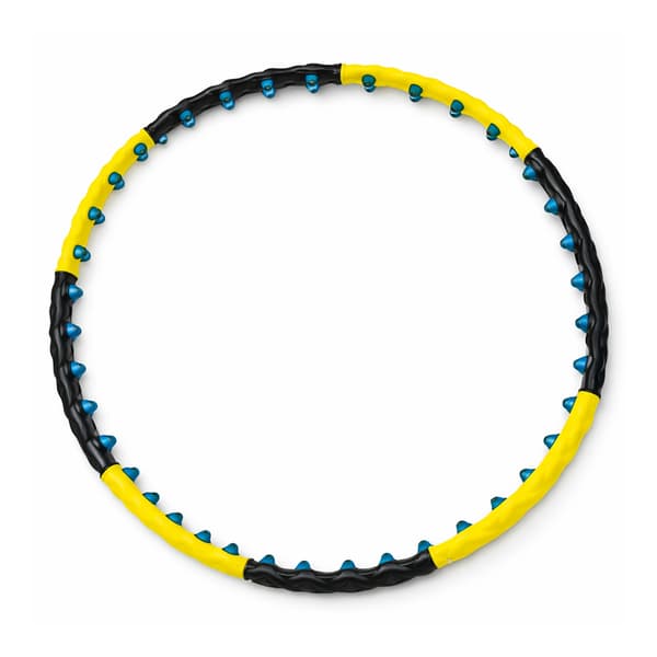Hulahopring med massageknopper, foldbar - sort og gul