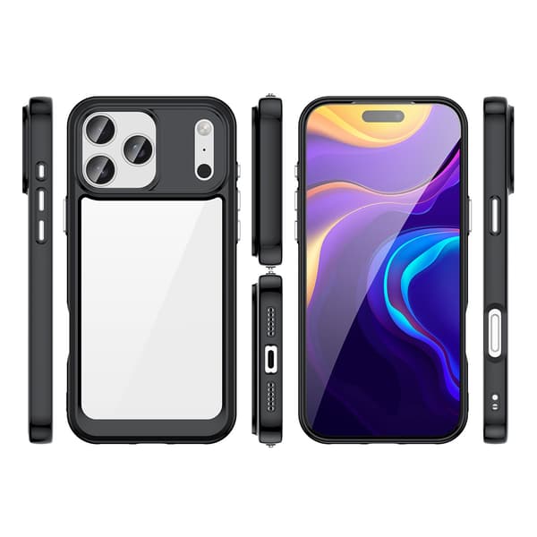 iPhone 17 Pro Ydre Rum Cover - Sort Gennemsigtig